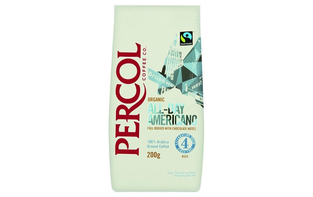 Percol Organic All-Day Americano 100% Arabica Ground Coffee   Pack  200 grams
